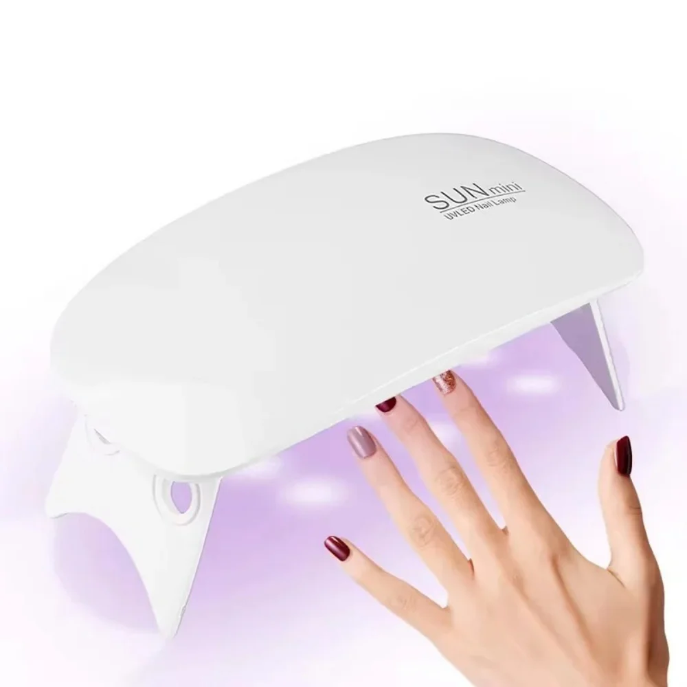 Portable 6 LED UV Nail Lamp 6W Mini Nail Dryer Machine Foldable Manicure Tool for Gel Polish Varnish Quick Drying USB Cable