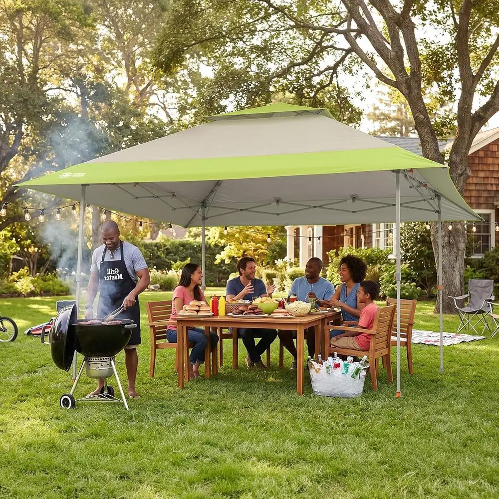 13x13 Up Outdoor Tent, Gray&Green | Sun Shade Gazebo, UP 50+, 150D Silver-Coated Fabric, Garden Backyard & Patio
