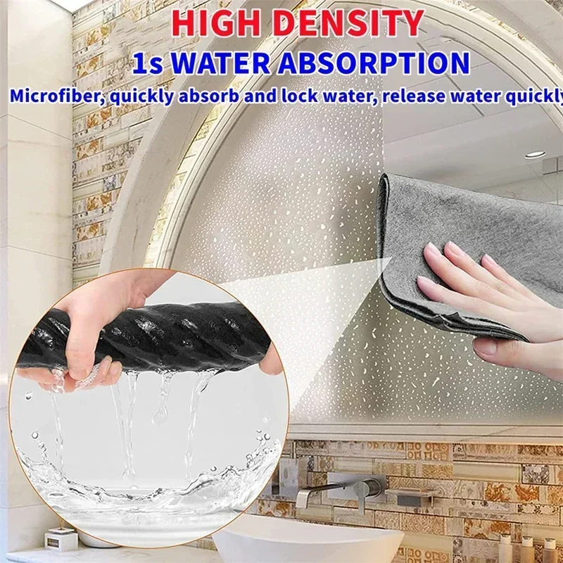 3/5/10pcs Thicker Magic Cleaning Cloth No Watermark Rag Microfiber Window Glass Wiping Kitchen Towel Wash Reusable Magic Duster