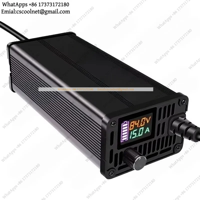 60V 8A 10A Adjustable Fast Charger, Aluminum Shell Lithium Battery Charger for Ternary and LiFePO4 Batteries