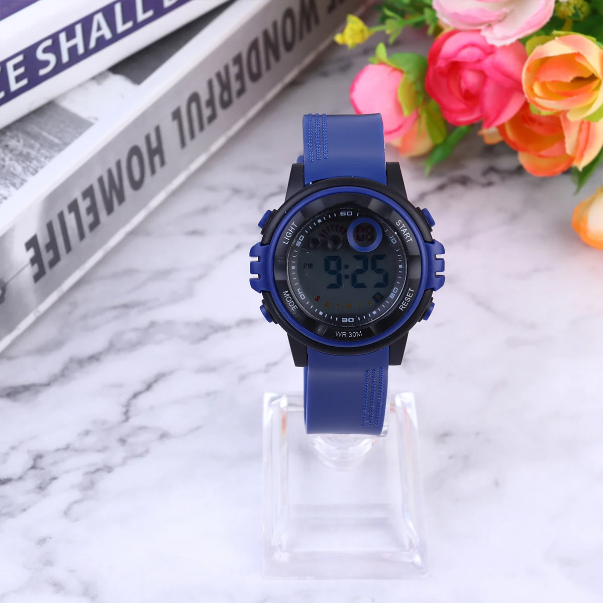 

1Pcs Waterproof Kids Sports Watch Outdoor Digital Luminous Electronic Multifunctional Adjustable Band Sky Blue for Boys Girls