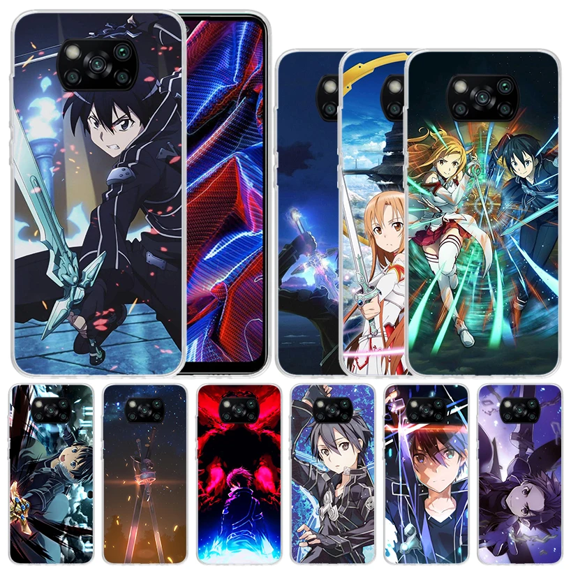 Sword Art Online Kirito Asuna Soft Cover for Xiaomi Poco X5 Pro X4 Gt X3 Nfc M5S Print Phone Case M4 M3 M2 F3 F2 F1 Mi Note 10 L