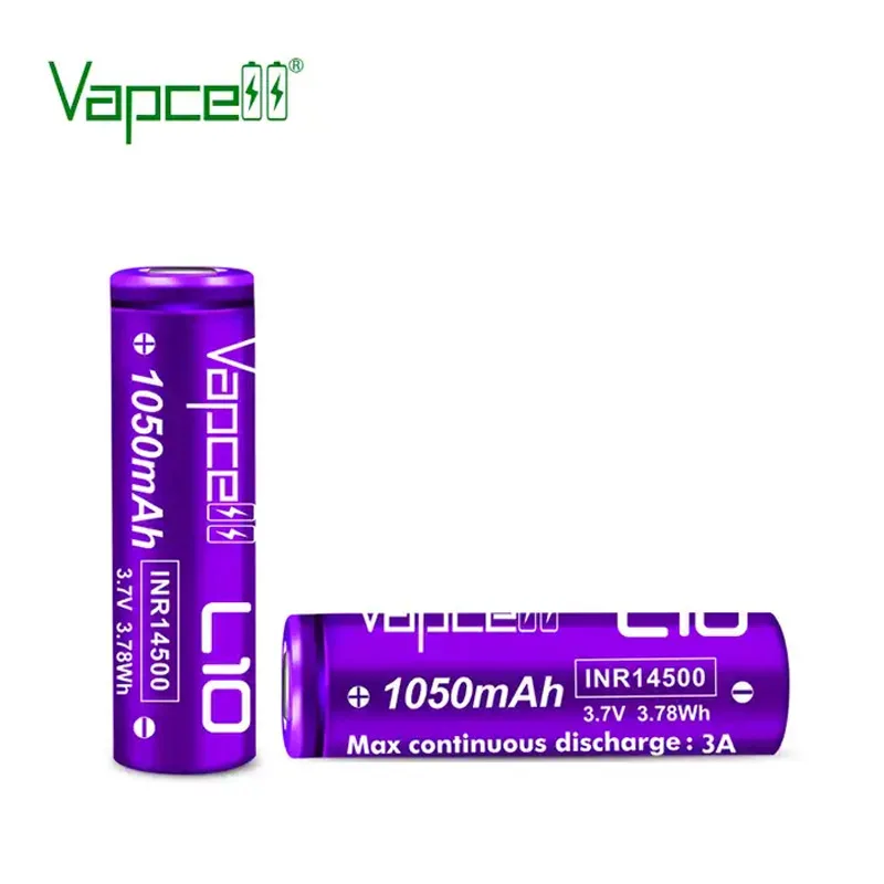 Original Vapcell L10 INR 14500 Battery 1050mAh 3A 3.7V Rechargeable Lithium Battery For Battery Pack Flashlight GamePad Toys