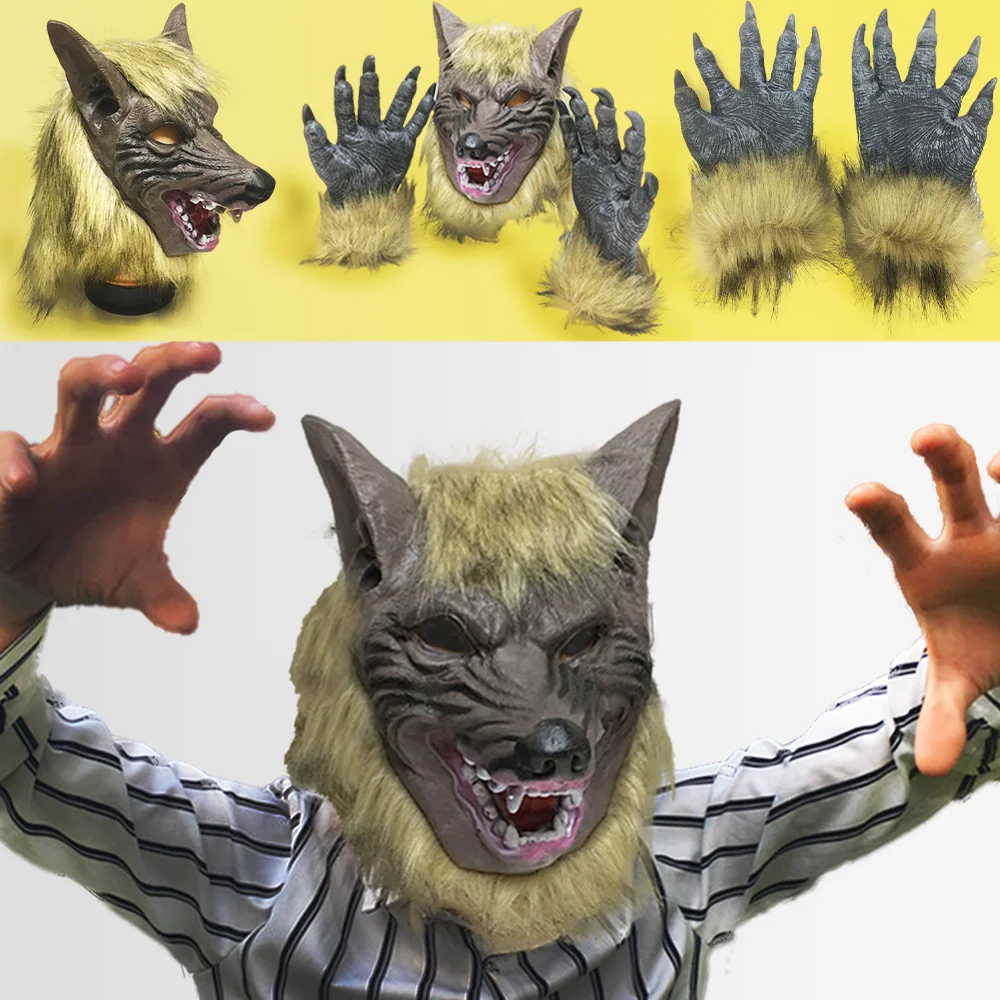 

Halloween Wolf Head Mask cosplay Costume Werewolf Suits Party Props Movie Theme Carnival monster animal Decor Masquerade Scary