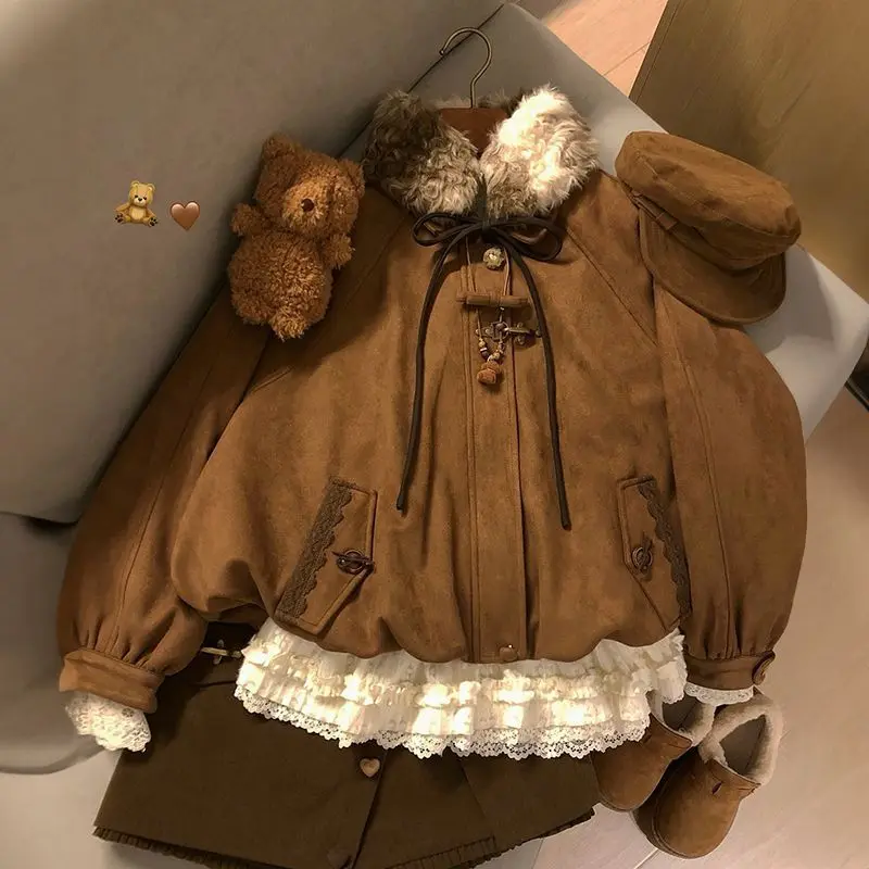 American Vintage fausse fourrure laine veste à glissière à capuche femmes pardessus à capuche Vintage Y2k manteaux Ropa décontracté mode sweat