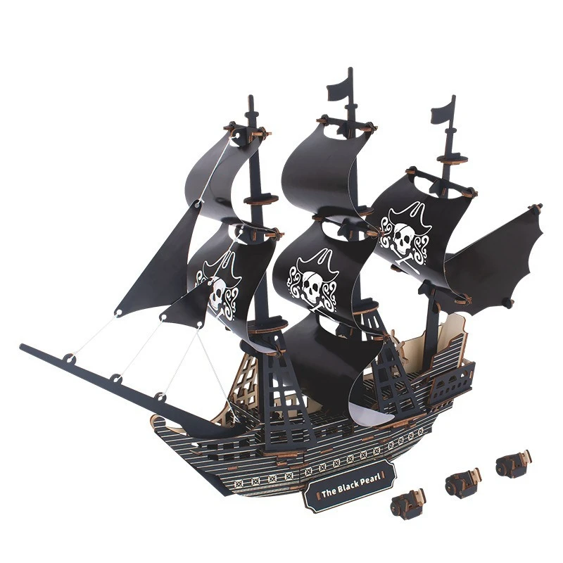 ชุดประกอบโมเดลเรือโจรสลัดแบล็คเพิร์ลแคริบเบียน ของเล่นตัวต่อสามมิติขนาดใหญ่ ทำด้วยมือ