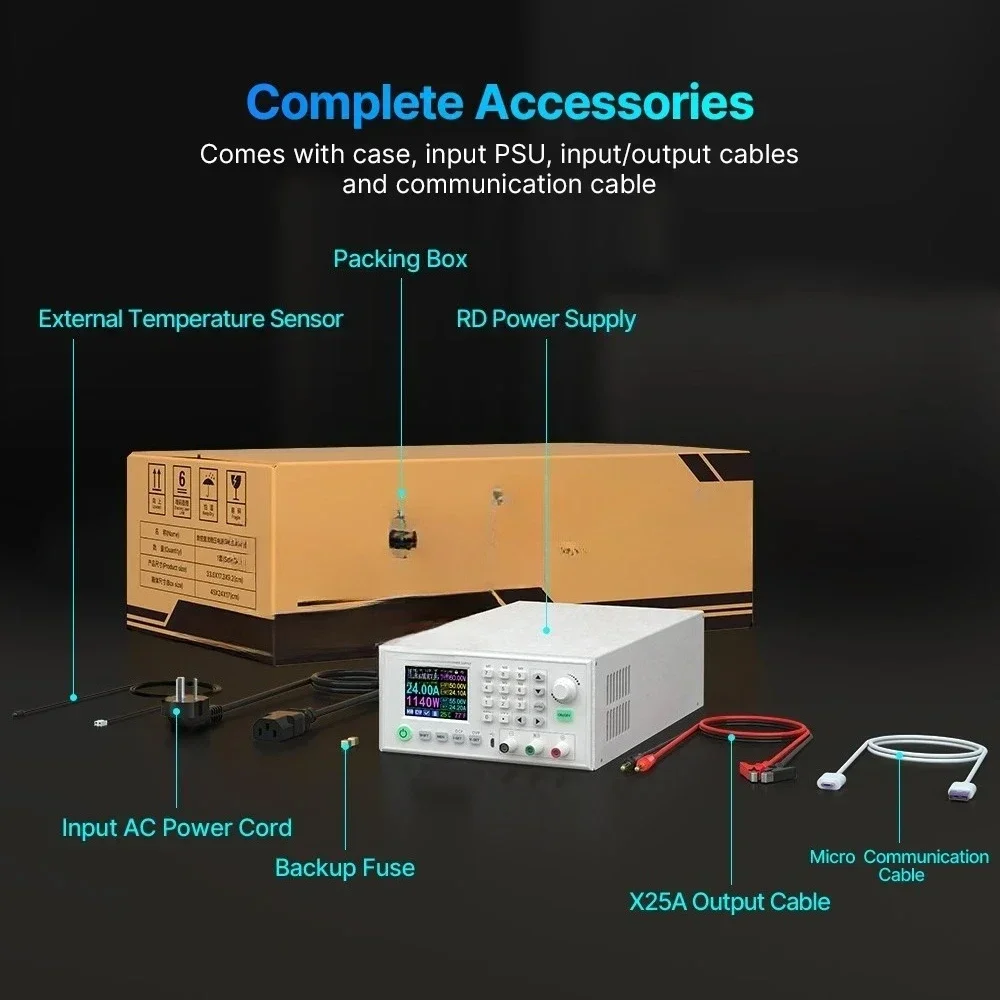 

RD6024 Assembly 60V 24A 1140W USB Digital Control AC to DC Adjustable Voltage Laboratory Power Regulator