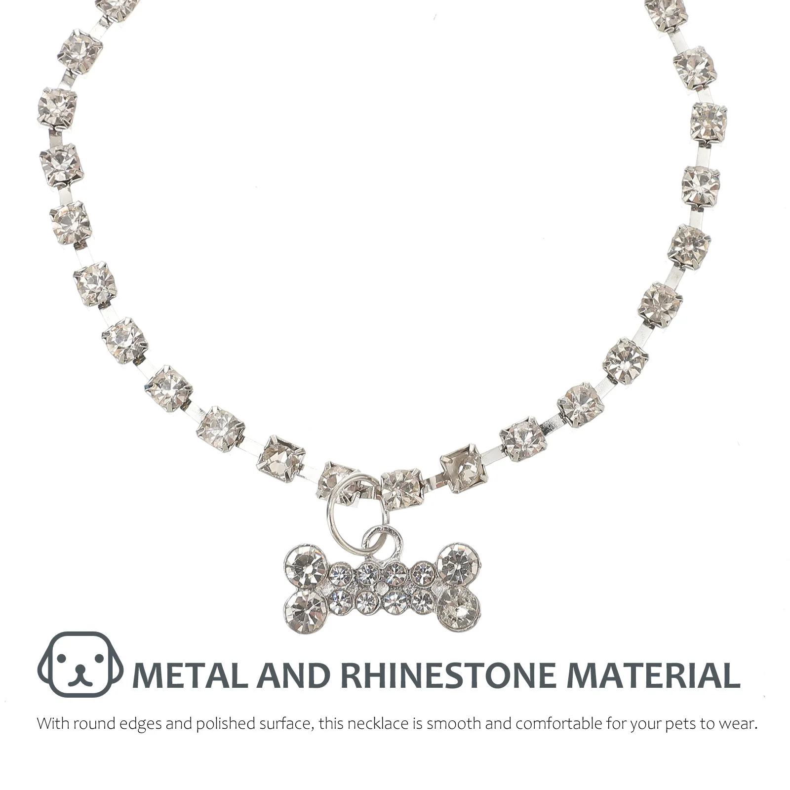 

Adjustable Rhinestone Dog Necklace Metal Pet Collar Lightweight Comfortable Cat Collar Puppy Necklace for Holiday Party