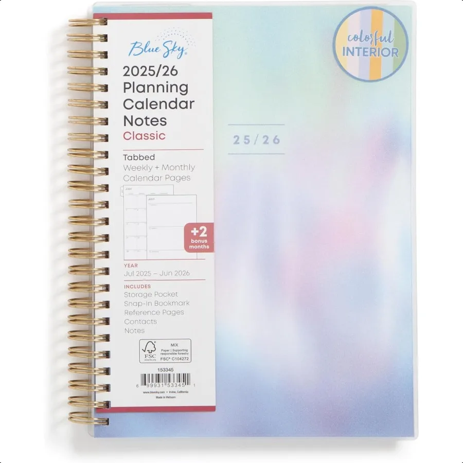 

20252026 Academic Year Weekly and Monthly Planner Calendar July 2025 June 2026 12Month 5.8 x 8.6 Flexible Cover Wirebound Lamin
