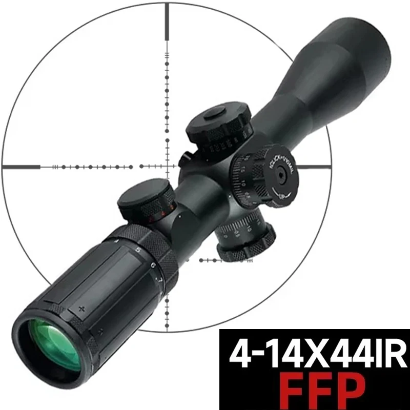 4-14x44IR FFP Optics Tactical Rifle Scope Hunting Red/Green Adjustable Brightness Spotting Scopes Optical Collimator 11MM/20MM