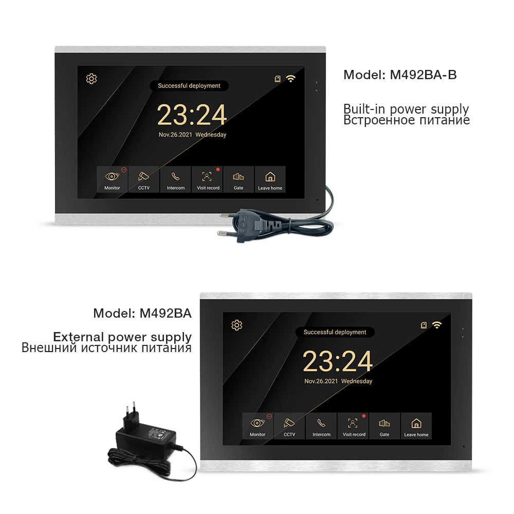 Tuya-Kit Inteligente de Intercomunicação WiFi com Detecção Móvel, Campainha Sem Fio, Aplicativo Inteligente, Tela Sensível Ao Toque, 1080P, 10"