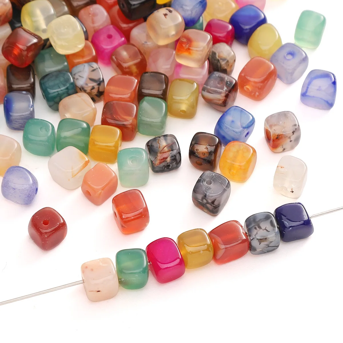 10PCS Natural Agate Colored Blocks Beads Loose Spacer Beads For Jewelry Making DIY Bracelet Necklace Accessories