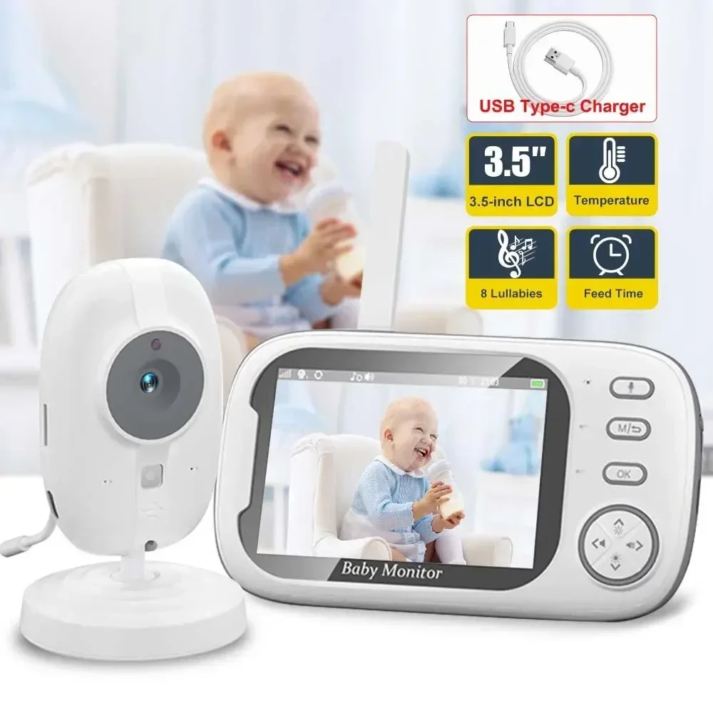 2.4G ibu anak 2 cara Audio bicara visi malam kamera keamanan Video pengawasan Cam dengan suhu 3.5 ''Video Monitor bayi