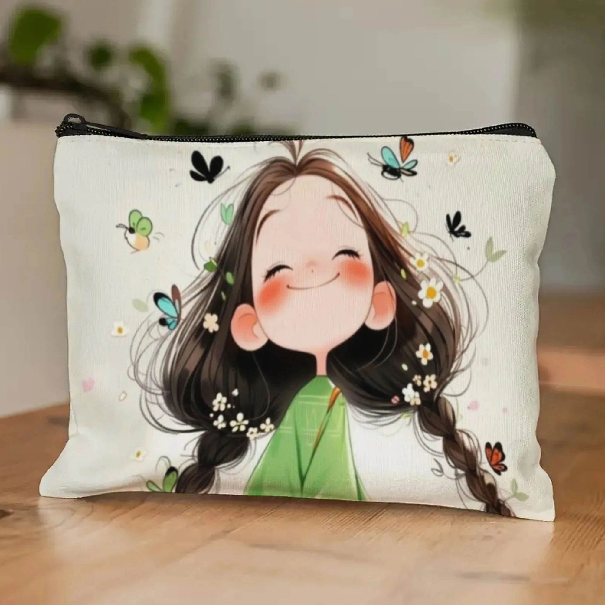 Leuke vlindermeisje duurzame make-uptas met ritssluiting voor reizen cosmetische tas met zakken dames toilettas organisator opbergtas