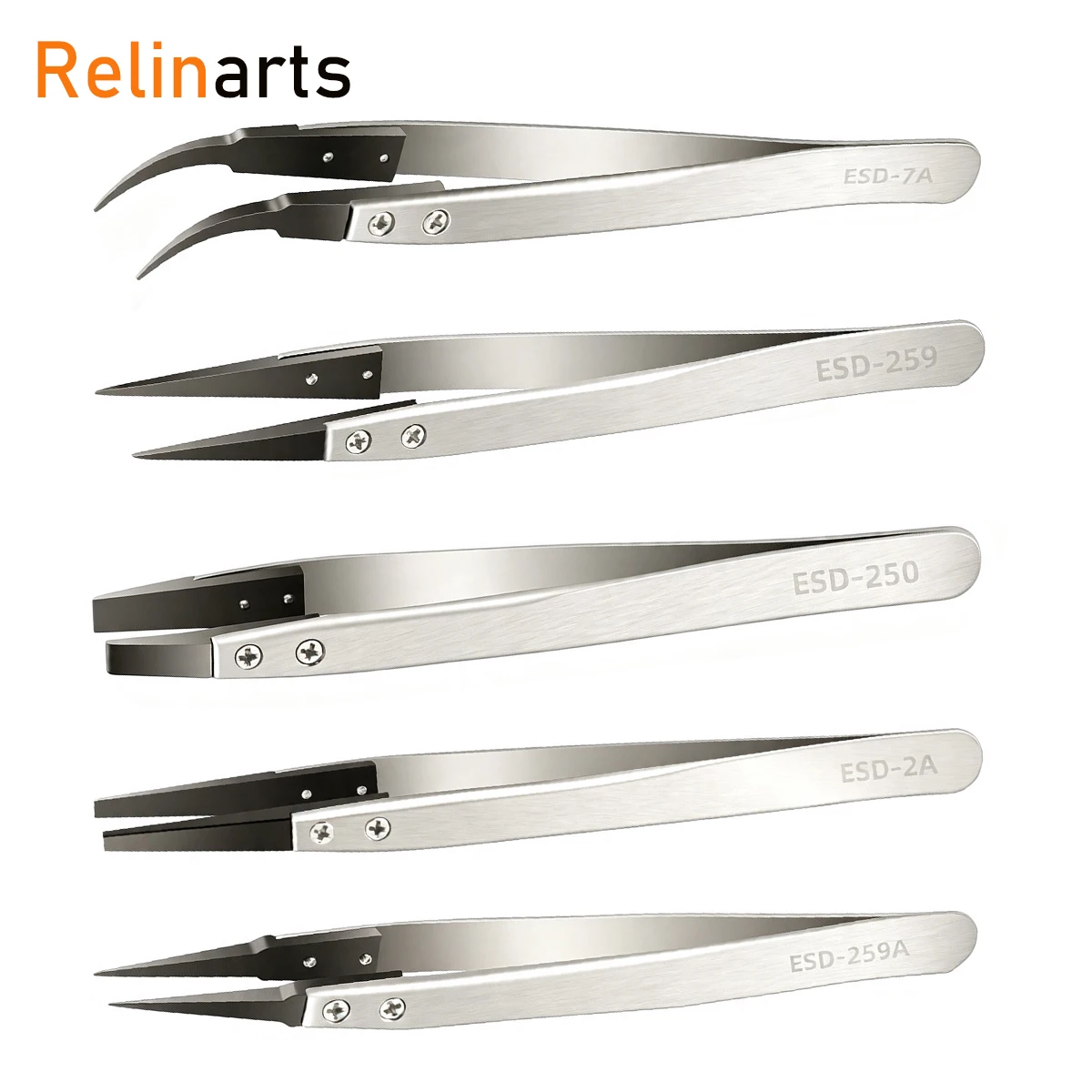 1PC ESD Antistatic Tweezers Stainless Steel Replaceable Tip Tweezers For Watch Repair Electronic Component Pick Tools