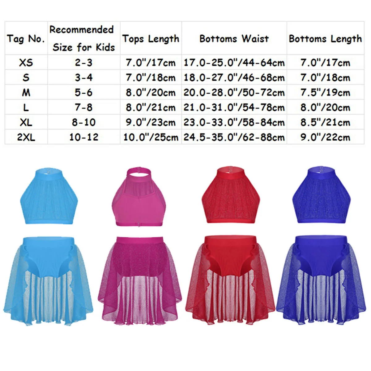 Kids Girls Lace Splice Ballet Tutu Dance Wear Halter Crop Top Shorts Skirt Set Stage Moden Contemporary Lyrical Dance Costumes