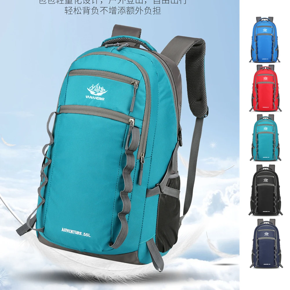 

55L Outdoor Mountaineering Bag, Prevent Rainwater Nylon Wear-Resistant Large Capacity, Hiking, Camping, Sports Backpack，B407