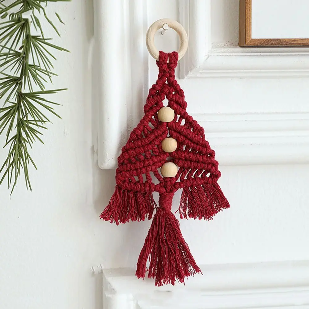 With Tassels Woven Christmas Tree Pendant Handmade Exquisite Cotton Thread Christmas Ornament Soft Xmas Tree Decoration