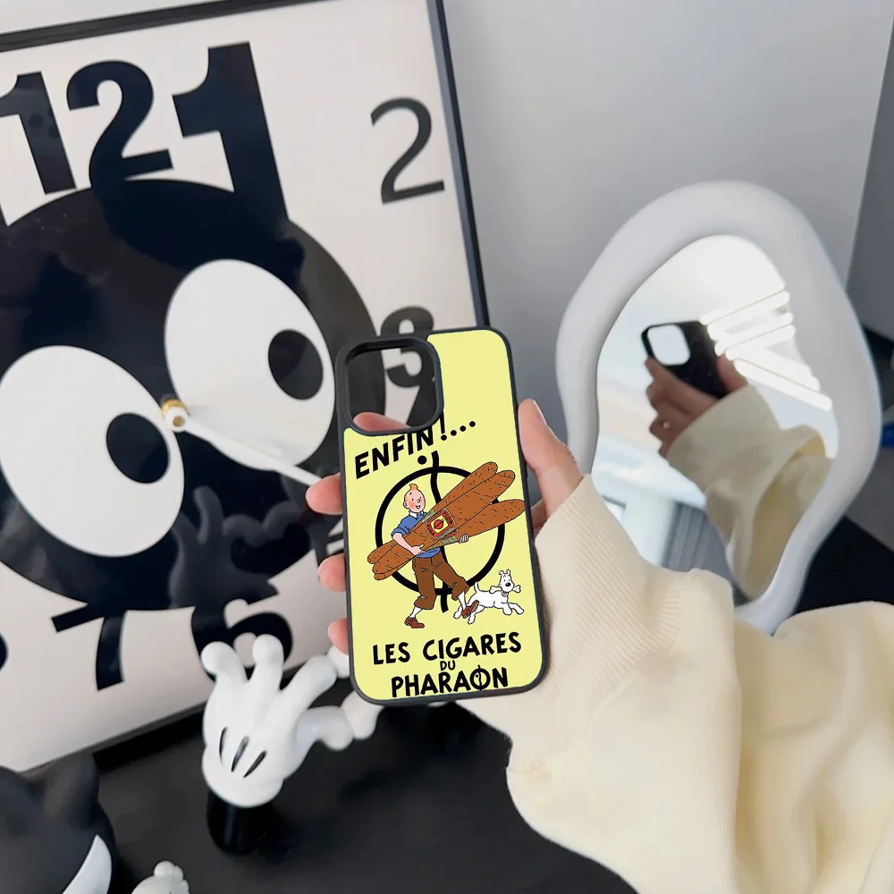 Cartoon The A-Adventures Of T-Tintin Phone Case For IPhone 11 12 13 14 15 16 Plus Pro Max Mirror Acrylic PC TPU Cover