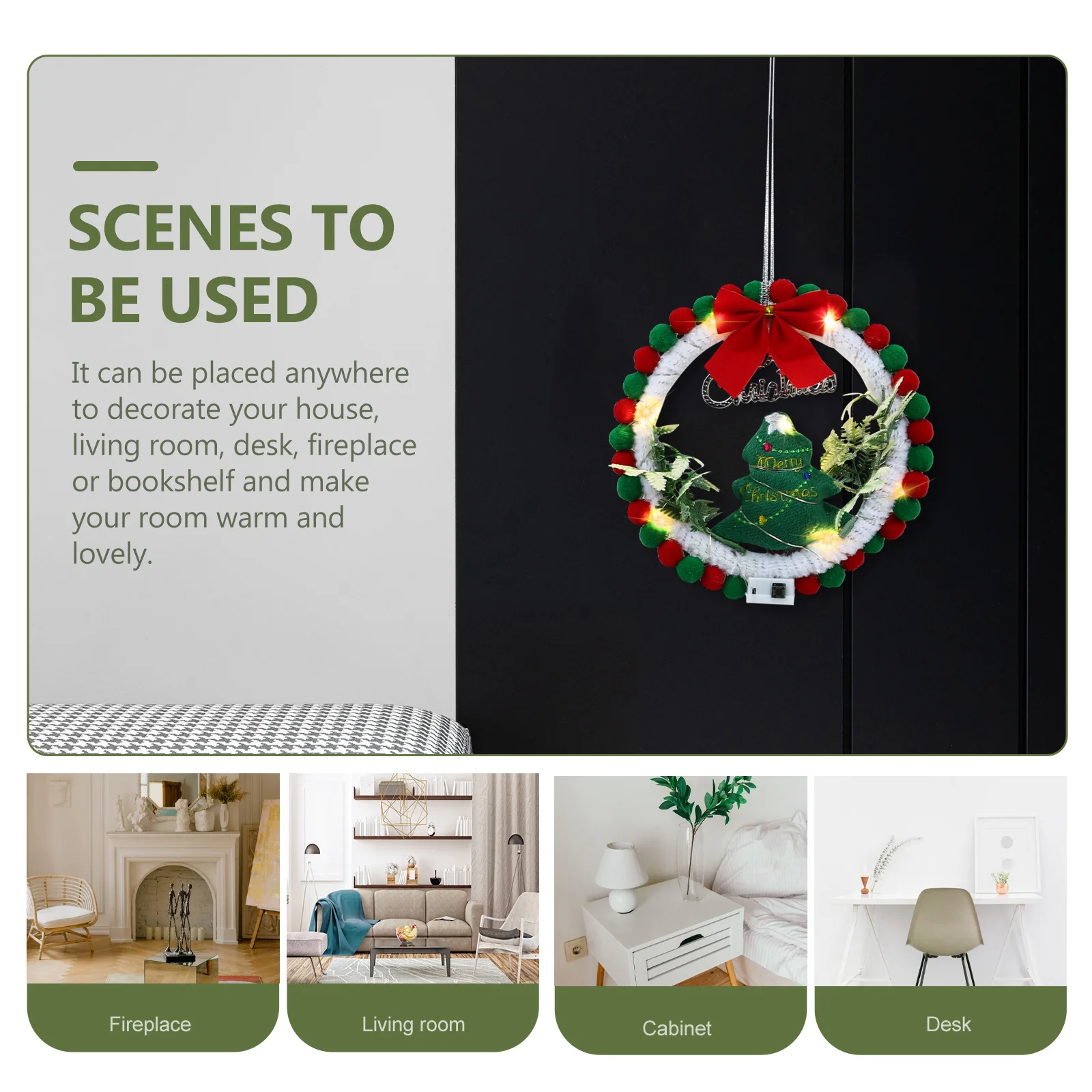 1 مجموعة عيد الميلاد إكليل DIY المواد الزخرفية الباب الأمامي جدار نافذة قلادة عيد الميلاد جارلاند براعة أنيقة الاستخدام على المدى الطويل #3