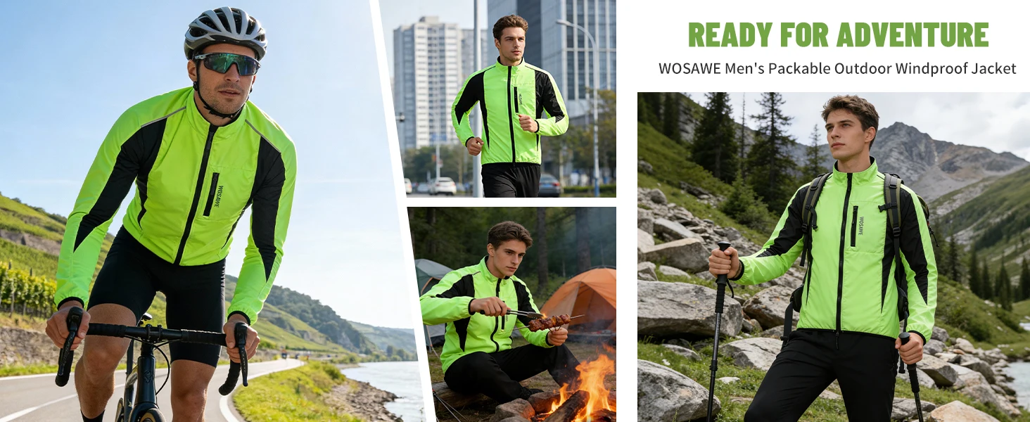 WOSAWE Herren winddichte wasserabweisende reflektierende Fahrradjacke MTB Fahrrad Langarm Windjacke Fahrradmantel Jersey – Detail 20