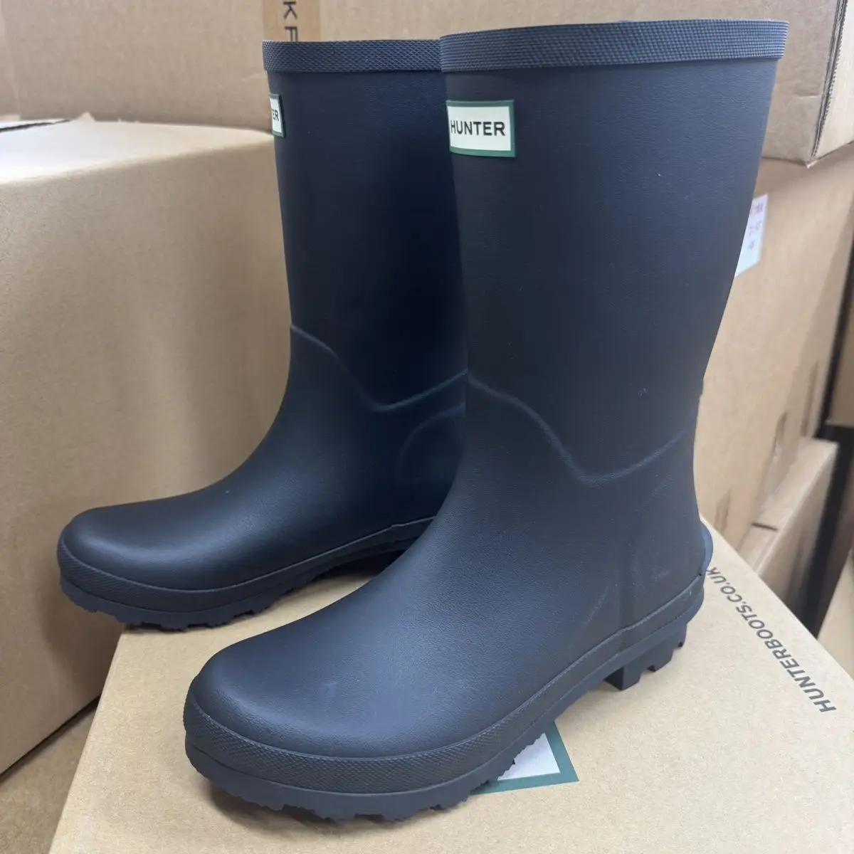 Hunter Mid-calf Green Wellington Series Versatile Unisex Boots Rain Snow Beach Seaside Classic Waterproof Outdoor Rubber