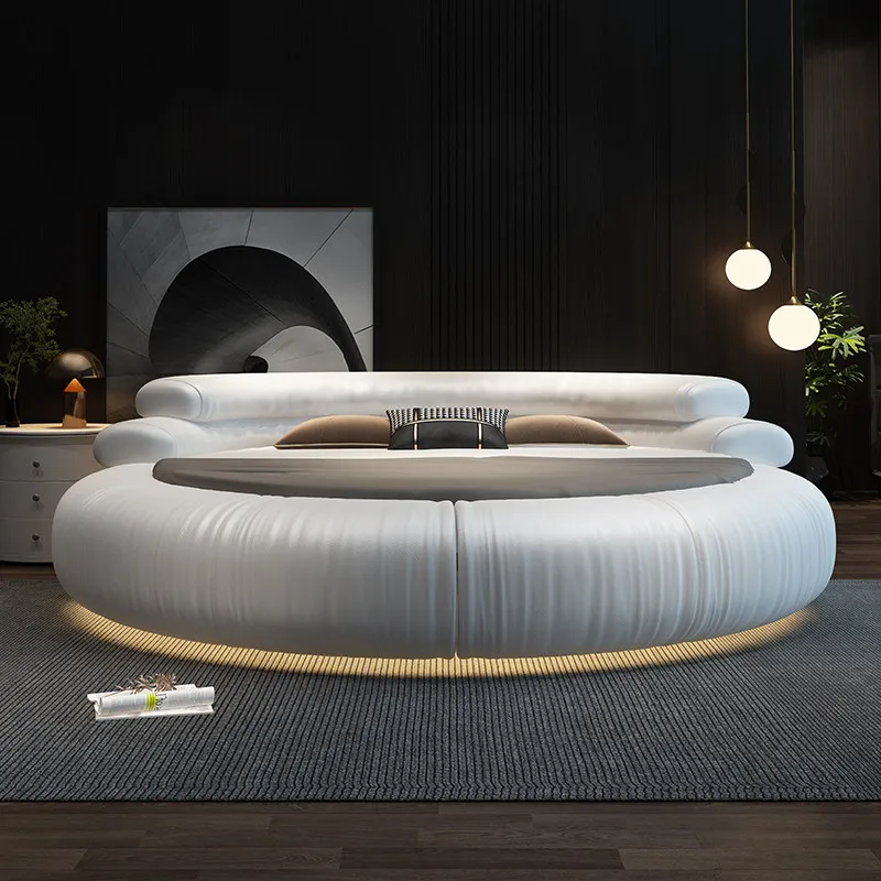 Bedroom Round Bed Hotel Double Modern Queen Size Bed Futuristic Platform Muebles Para Dormitorio Mid Century Furniture