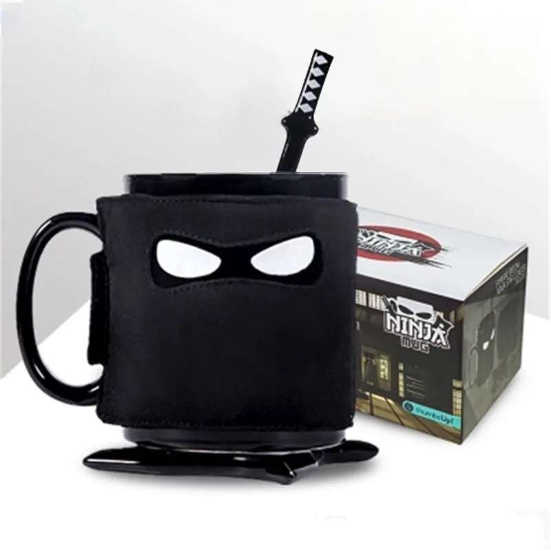 Creative Ninja Mug Black Mask Assassinate Coffe Ceramics Ninja Water Cups Office Coffee Milk Tea Mug Collection Surprise Gifts