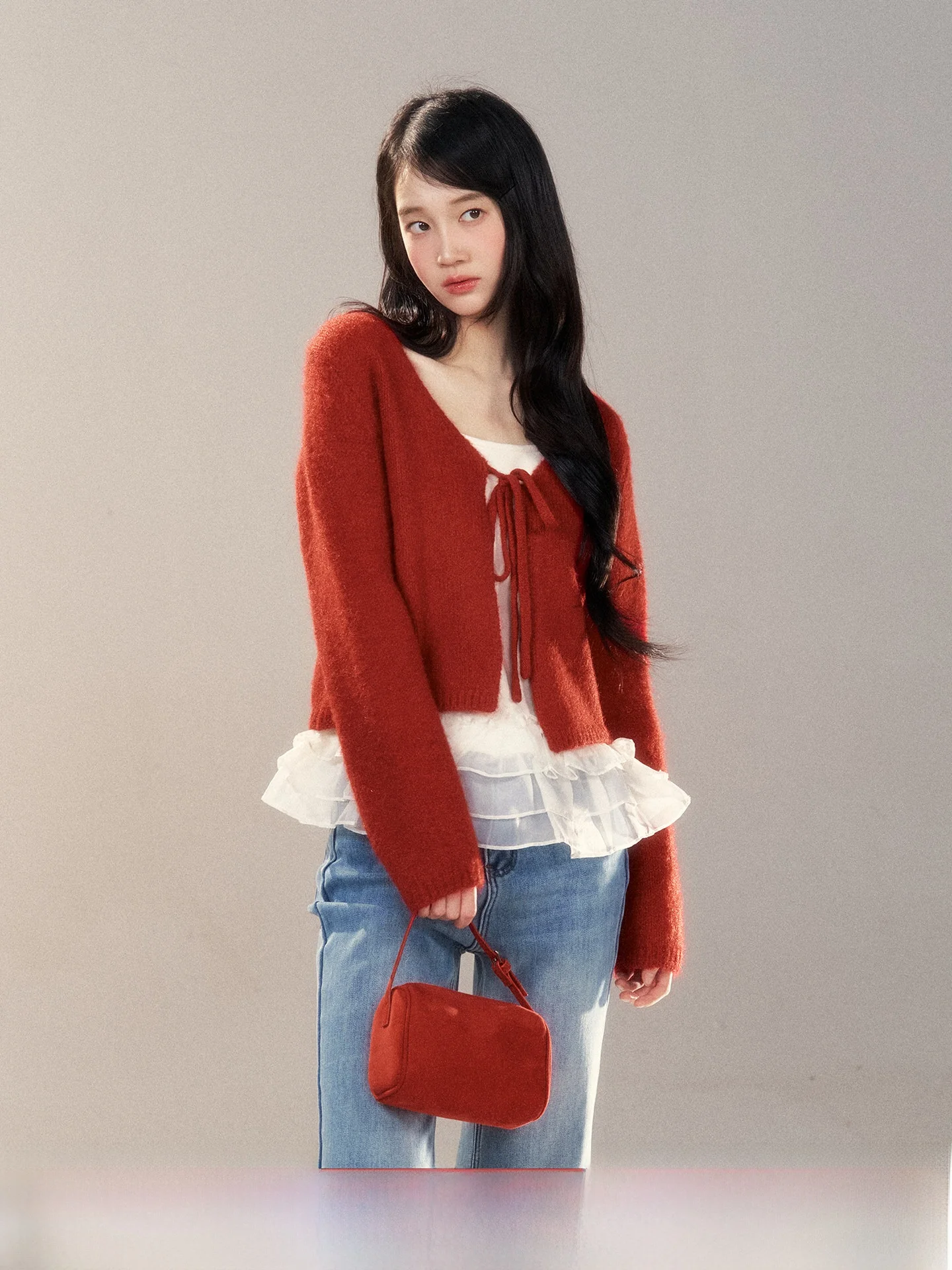 

Ladies' Lazy Sle Sweater Small irt Red Top Korean Sweet Matching Spring 2026 New Arrival Comfortable Long Sve Knittedwear