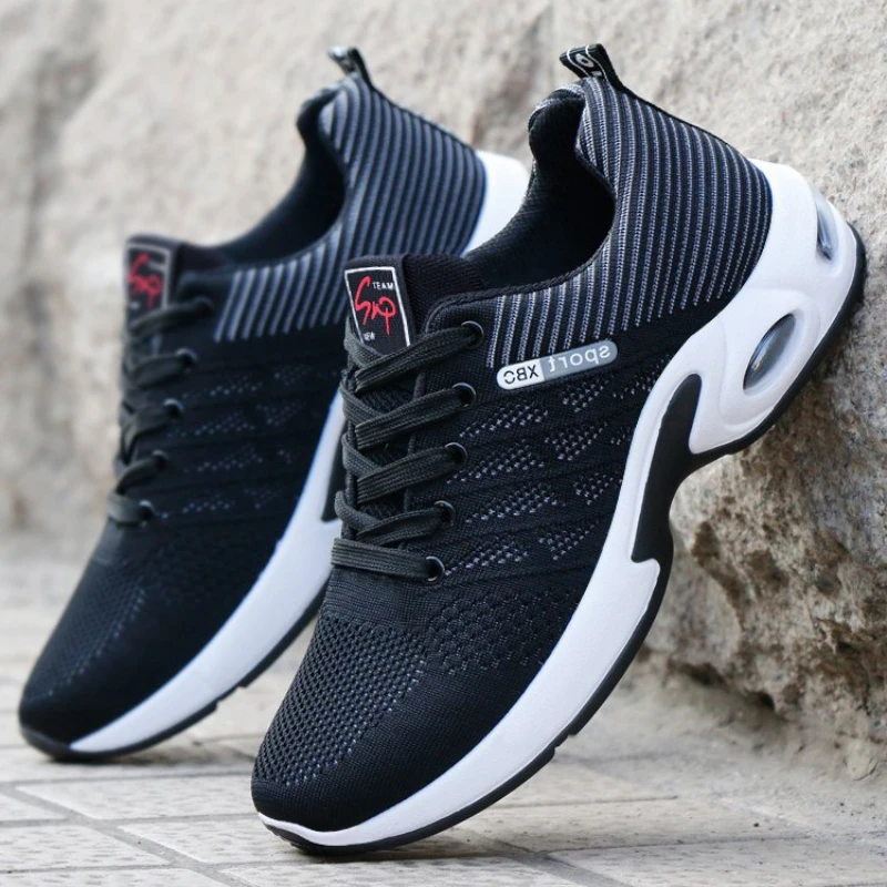 2025 New Men Sneakers Breathable Lace-Up Running Shoes Men Outdoor Walking Shoe Mesh Flying Woven Anti Slip Sports Shoes for Men