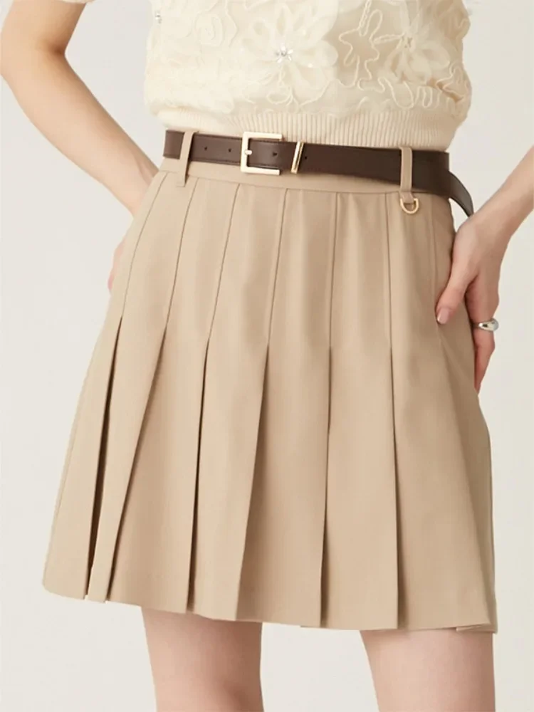 Japan Style Vintage Draped Plaid Skirts Pleated Skirt with Belt Dress 2024 Autumn Winter All-match Short Female Jupe Women