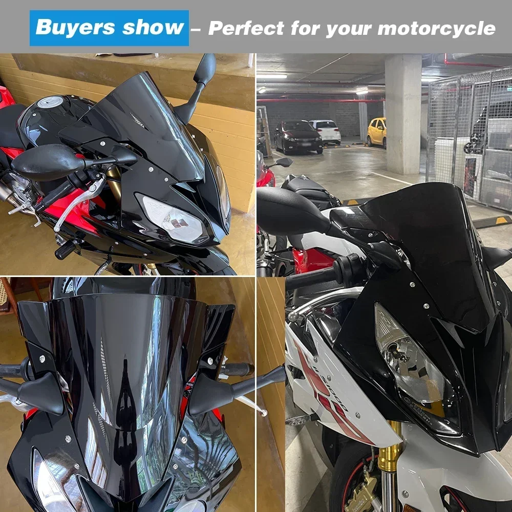 Double Bubble Windshield For BMW S1000RR 2015-2018 Windproof Wind Deflector S 1000 RR Clear Black Windscreen Motorcycle Parts