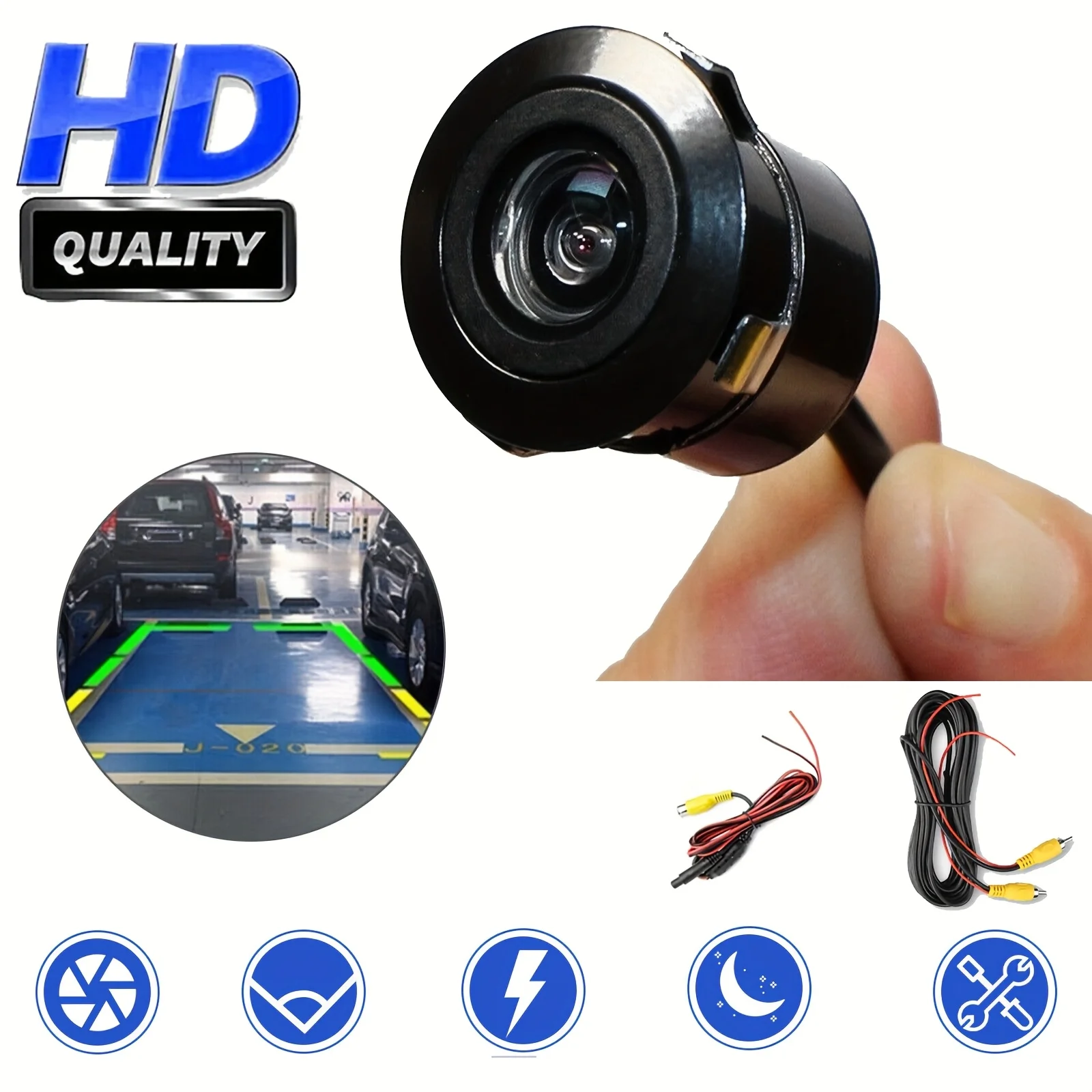 1pc Universal HD Rear View Backup Camera for Cars- Night Vision, Daytime & Nighttime View, Rear Parking Assist|Adjustable Camera