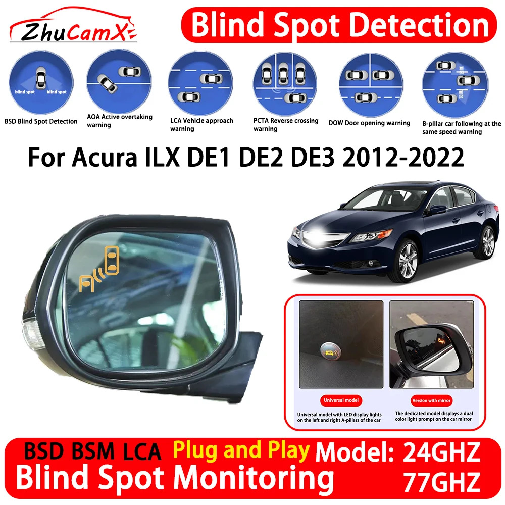 for Acura ILX DE1 DE2 DE3 2012-2022 Car Blind Spot Detection System BSD BSM Lane Change Assist RCTA Radar Alert Kit Side Assist