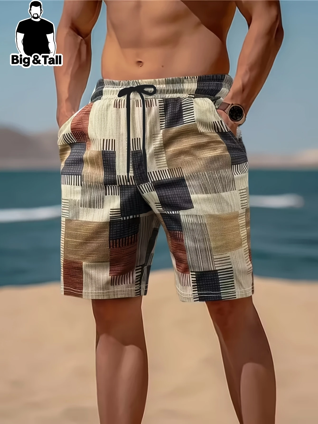 2026 Summer Hot Selling Men's Shorts Checkered Printed Casual Outdoor Sports Quick Drying Mesh Hawaiian Vacation Beach Shorts