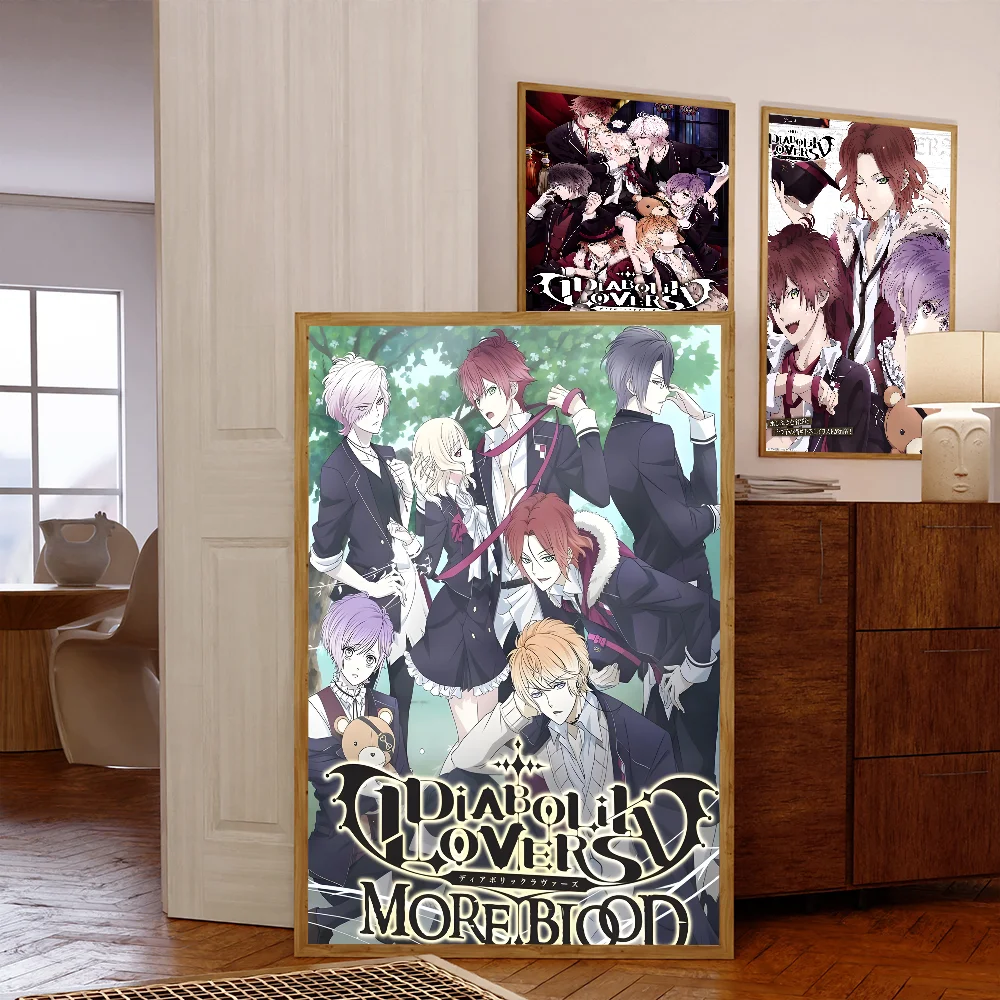Anime D-Diabolik Lovers Movie Sticky Posters Retro Kraft Paper Sticker DIY Room Bar Cafe Aesthetic Art Wall Painting