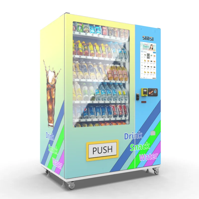 High Quality Drink and Snack Large Capacity Candy Bottle Beverage Vending Machines With 22 Inch Touch Screen Customized