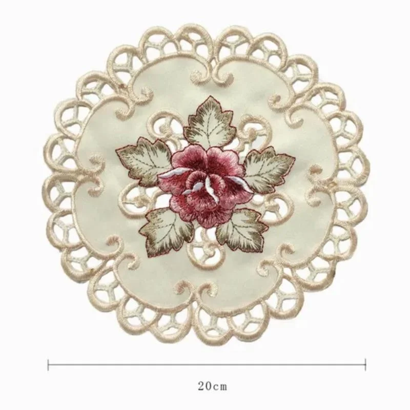 4 قطع جولة مطرزة زهرة طاولة طعام تحديد الموقع الوقايات غطاء المنزل حفل زفاف #4