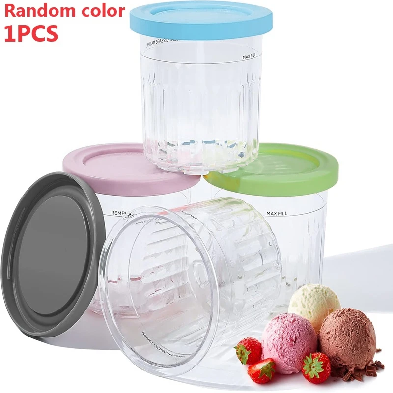 1pcs Ice Cream Container For Ninja CREAMi Pints Compatible NC299AMZ & NC300s Series CREAMi Ice Cream Maker BPA-Free Random color