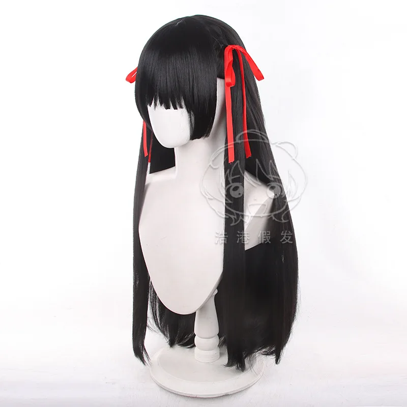 Anime CHISA Cosplay Perücken mit Roten Band 80 cm Lange Spiel Wuthering Waves Cosplay Hitzebeständige Synthetische Haar Frauen + perücke Kappe