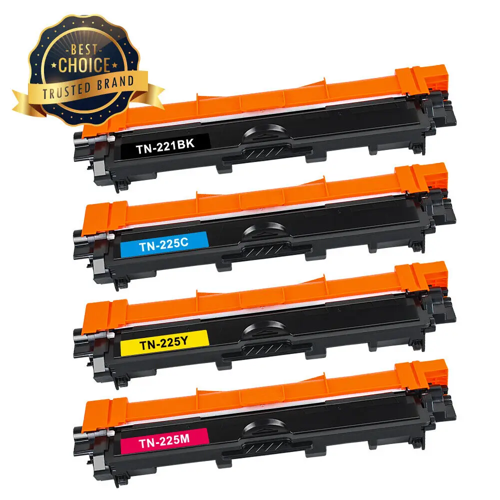 4 Pk TN221 TN-225 Toner Compatible With Brother HL-3140CW HL-3150CDN HL-3170CDW