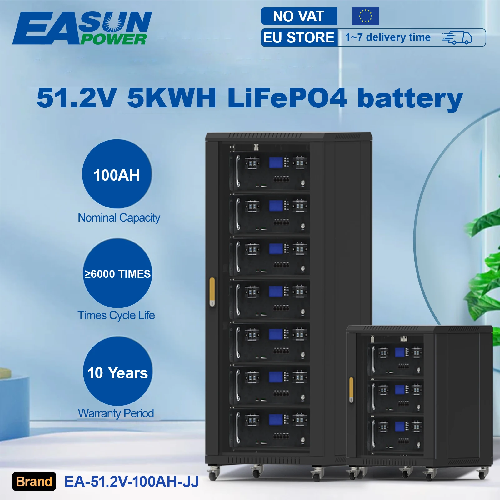 Batteria EASUN LiFePO4 48V 100Ah 5kwh integrata 16S 100A BMS RS485 CAN Cell Pack per furgone di accumulo di energia domestica del sistema solare