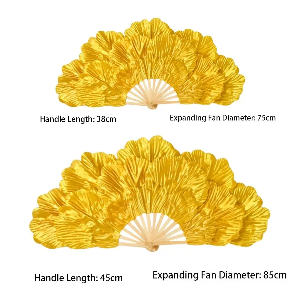 Portable Folding Belly Dancing Fan 38cm/45cm Long Imitation Peacock Silk Fans Peony Performance fan Square Dancing