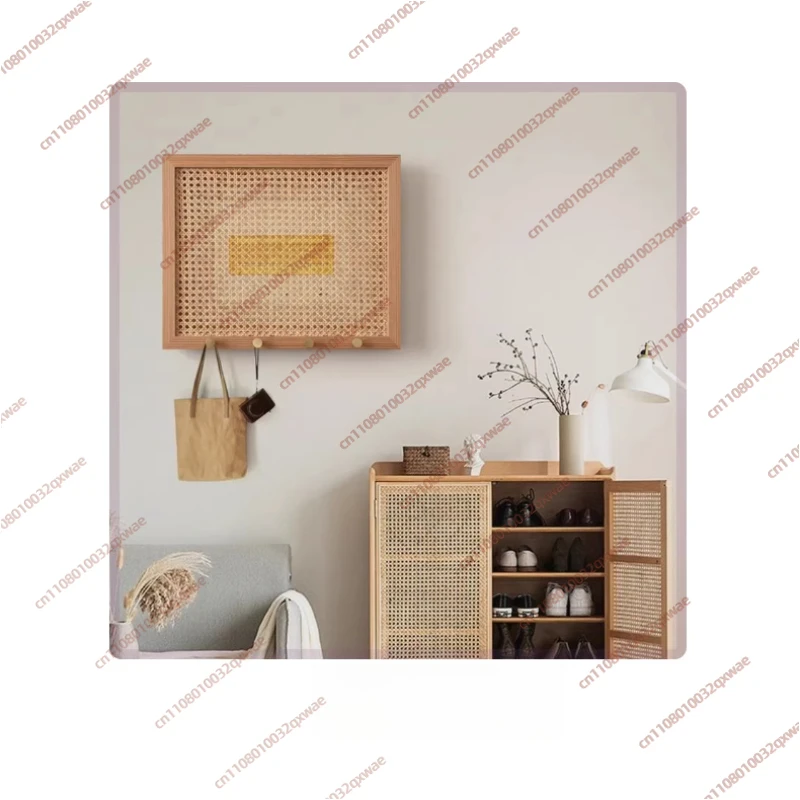 Nordic Rattan Weaving Electricity Meter Box Flip Design Wall Stickers Homestay Clothes Hook Electric Switch Occlusion Home Decor