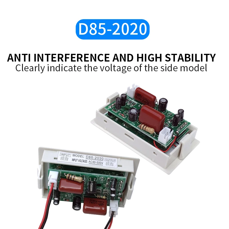 1 pz voltmetro AC 80V-500V doppio display LCD voltmetro amperometro retroilluminazione blu strumento digitale AMP amperometro D85-2020 in bianco e