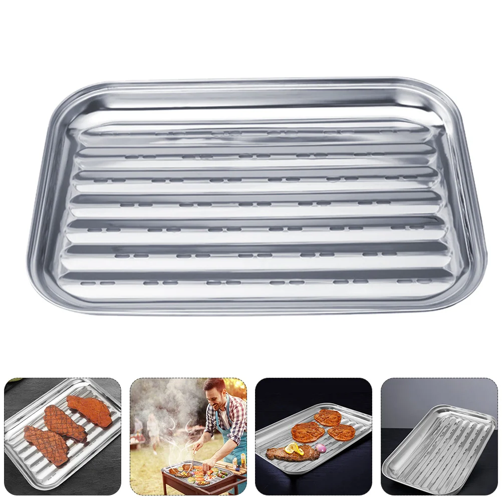 Bandejas Para Comida Stainless Steel Grill Pan Roaster Multipurpose Household Frying Baking