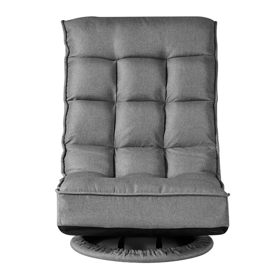 Swivel Floor Gaming Chair, 360-Degree Rotating Floor Chair With 4 Adjustable Position Folding Backrest, Metal Frame With Recycl