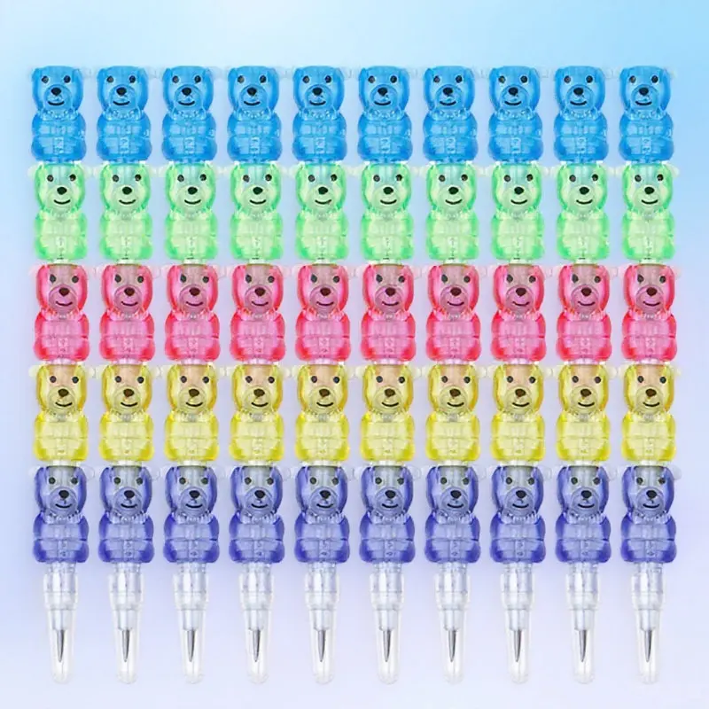 

10Pcs Bear Stackable Pencils Cartoon Design School Supplies Party Birthday Stationery Writing Pencil,pencils for Painting