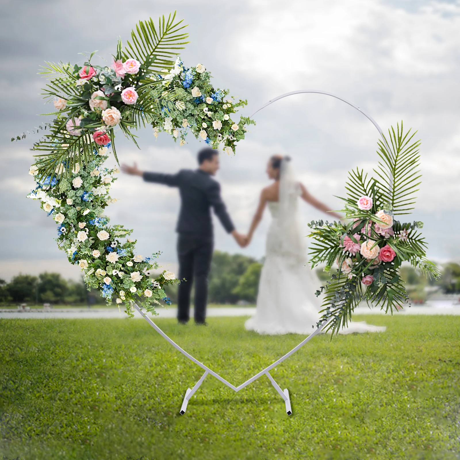 Imagem -05 - Coração Casamento Arch Stand Flor Balão Arch Festa Backdrop Rack Decoração 2.1m em Forma de