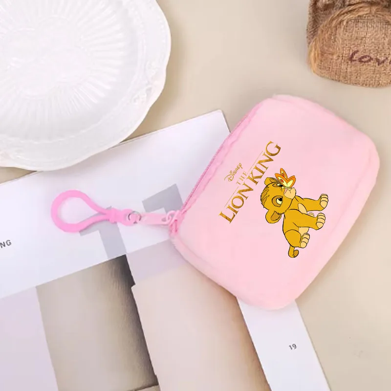 

Cute Disney Lion King New Plush Coin Purse Kawaii Square Storage Bag ID KeyCase Causal Women Wallet Handbag Girls Ladies Purses